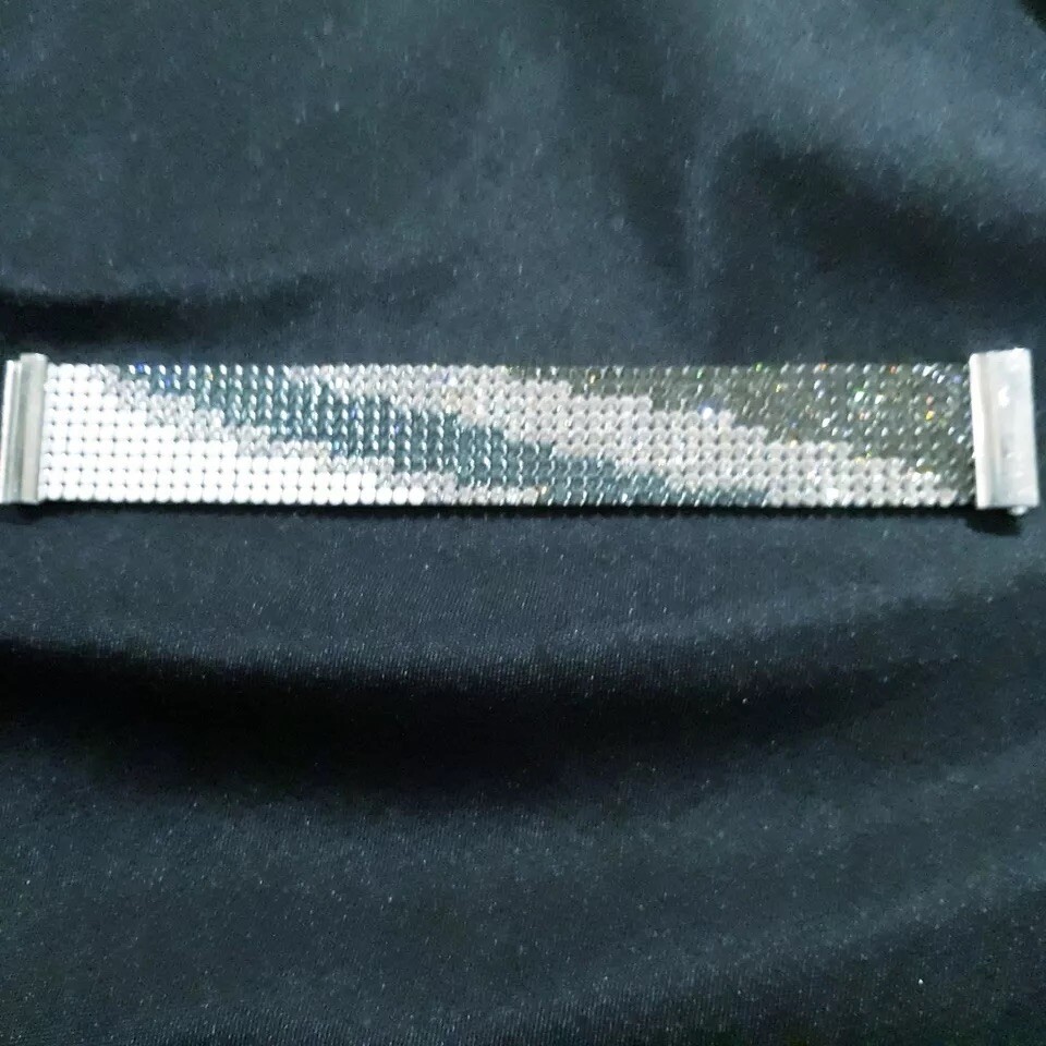 Swarovski-Crystal Covered Stone Studded Leather Wrap Cuff Bracelet boreal RARE
