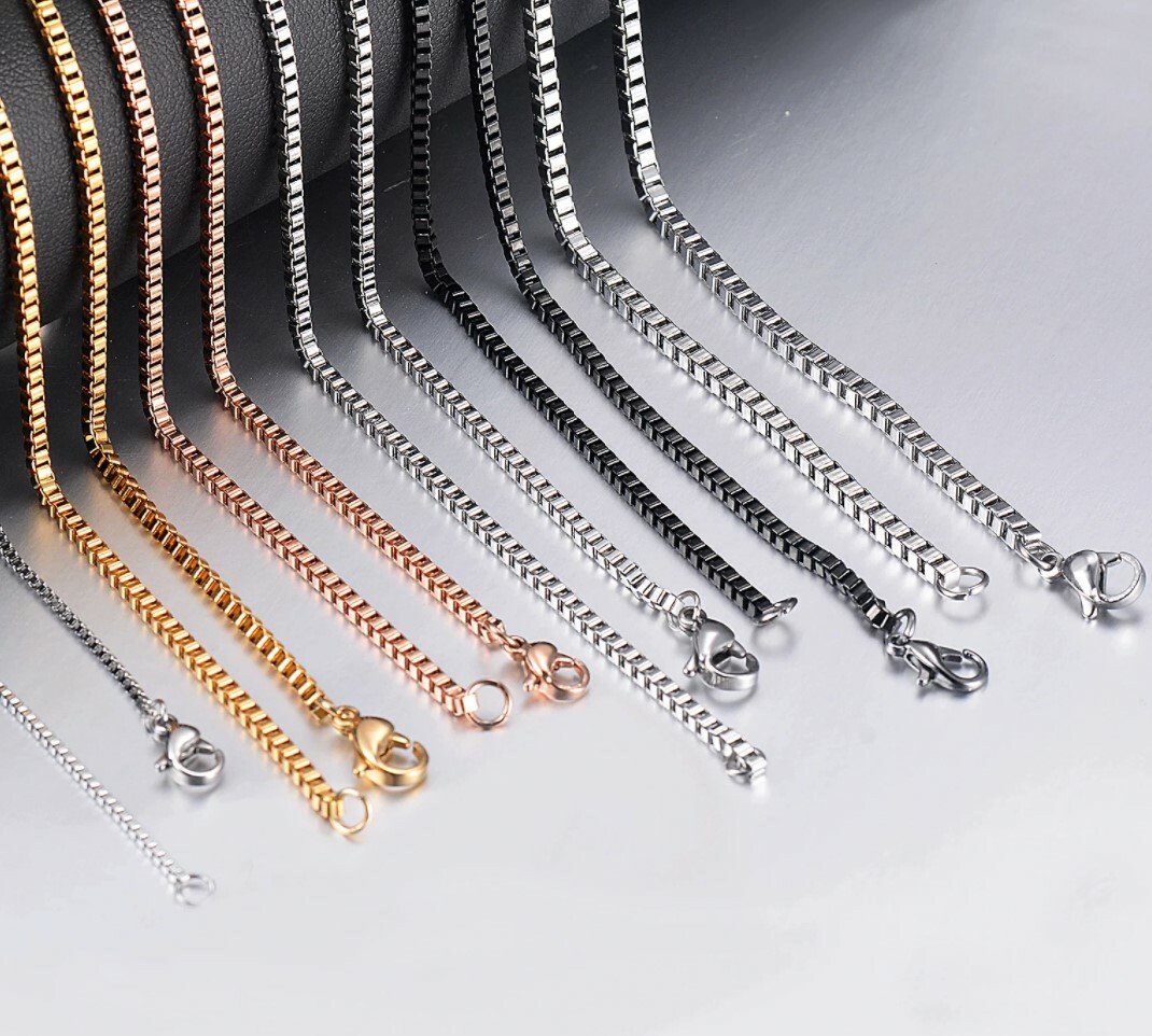 Rose Gold Stainless Steel 45 cm (17.7 Inch) 2 mm Square Box Neck Chain Necklace