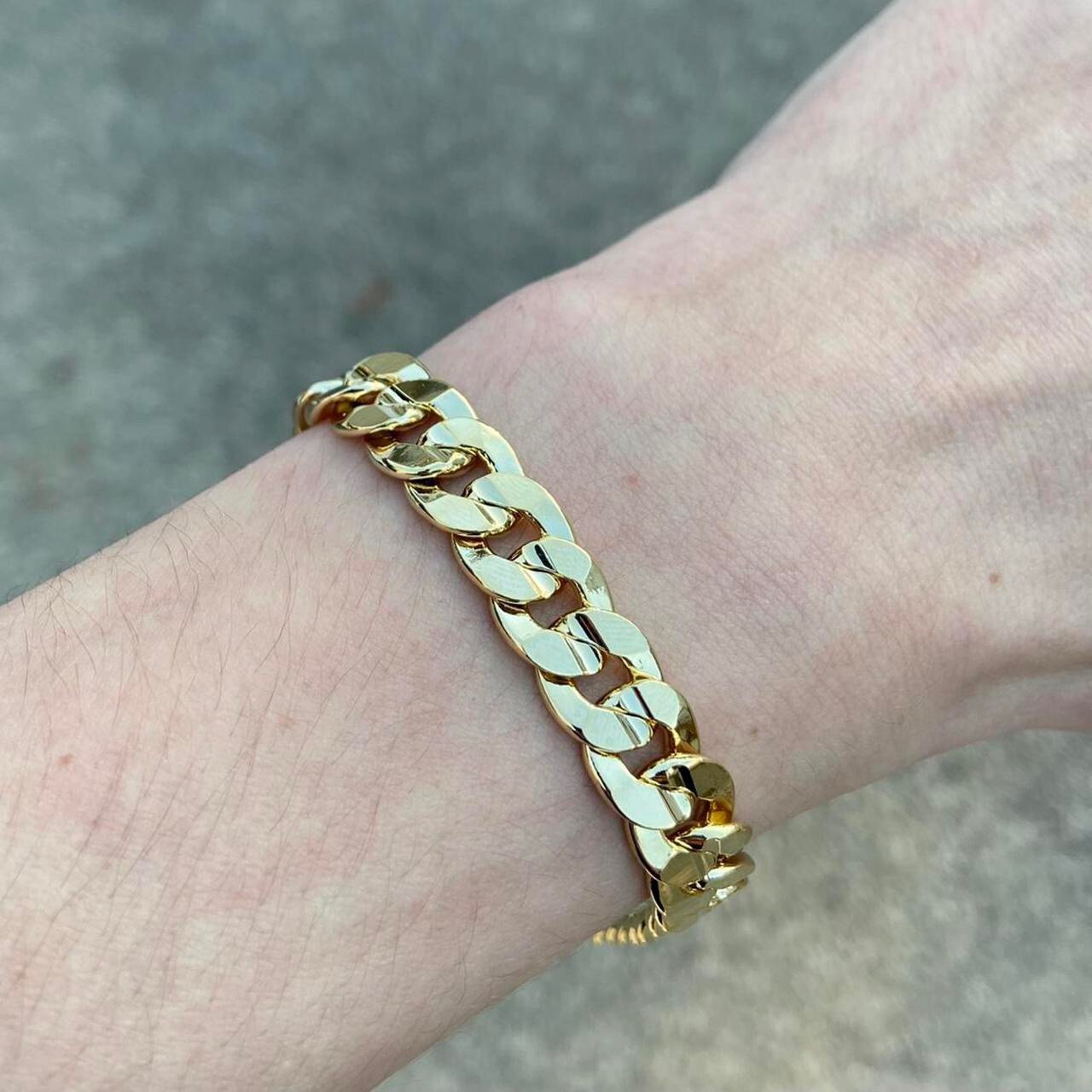 Gold Bracelet Gold Plated Mens Womens Wide 10mm Cuban Link Chain Bracelet 9in