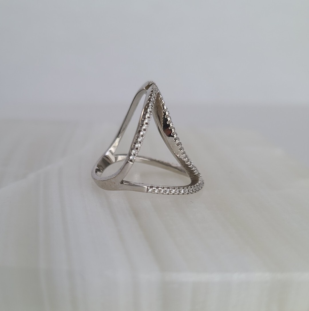 Designer BSI Sterling Silver 925 Ring Modern Double C Design Size 7