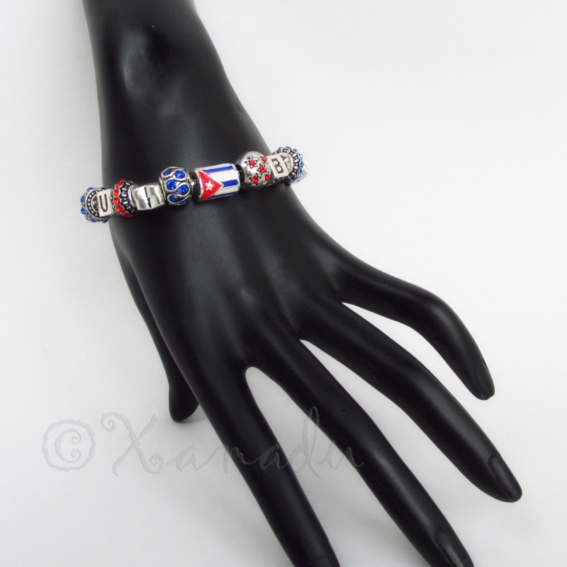 Cuba European Charm Bracelet With Large Hole Rhinestone Beads