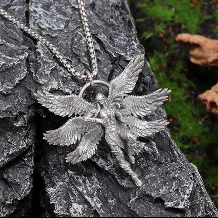 USA SELLER Mythical Seraph Warrior Patron Saint Pendant Necklace Fashion Silver