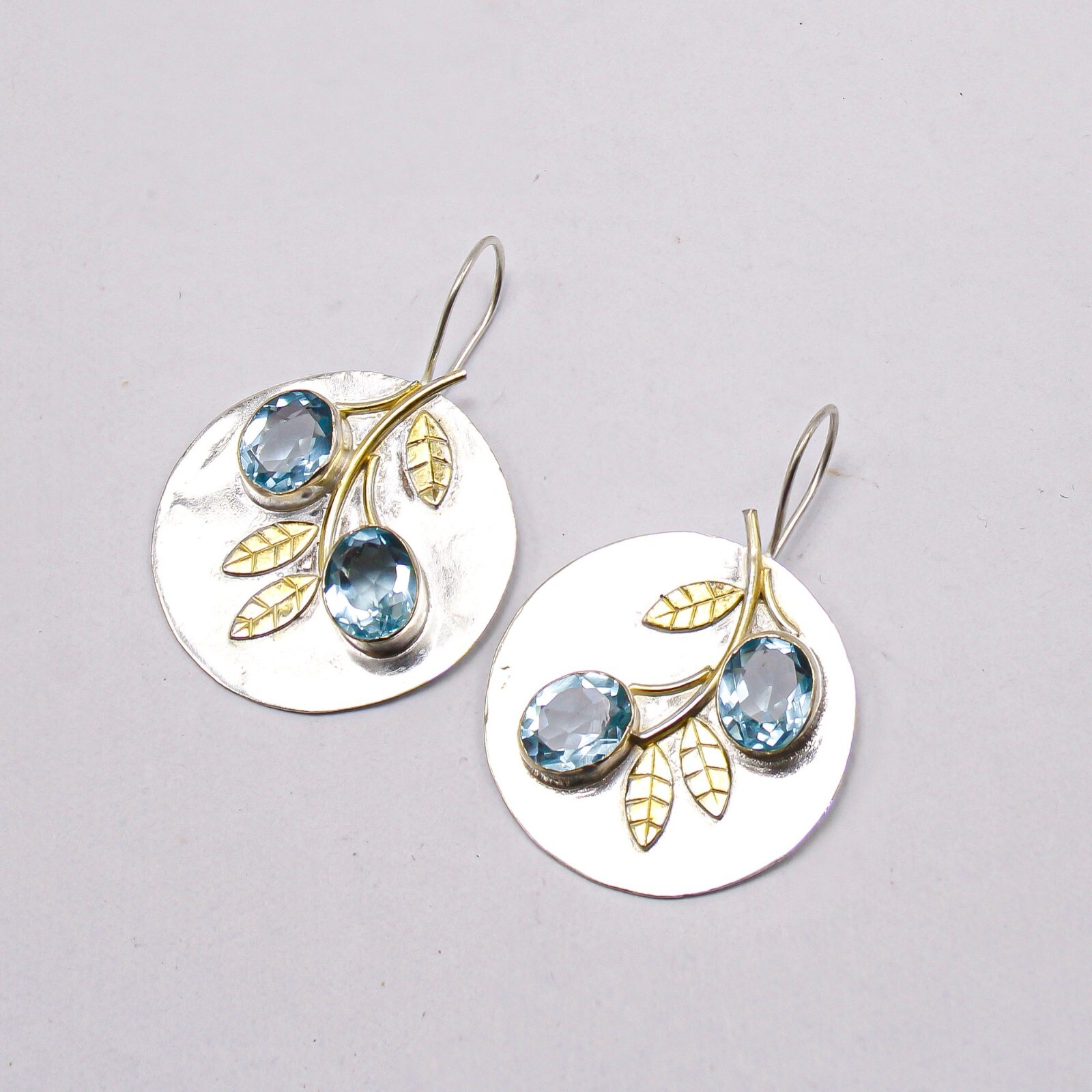 Sky Blue Topaz Jewelry Sterling Silver Handmade Earrings 1.77″For Birthday Gifts