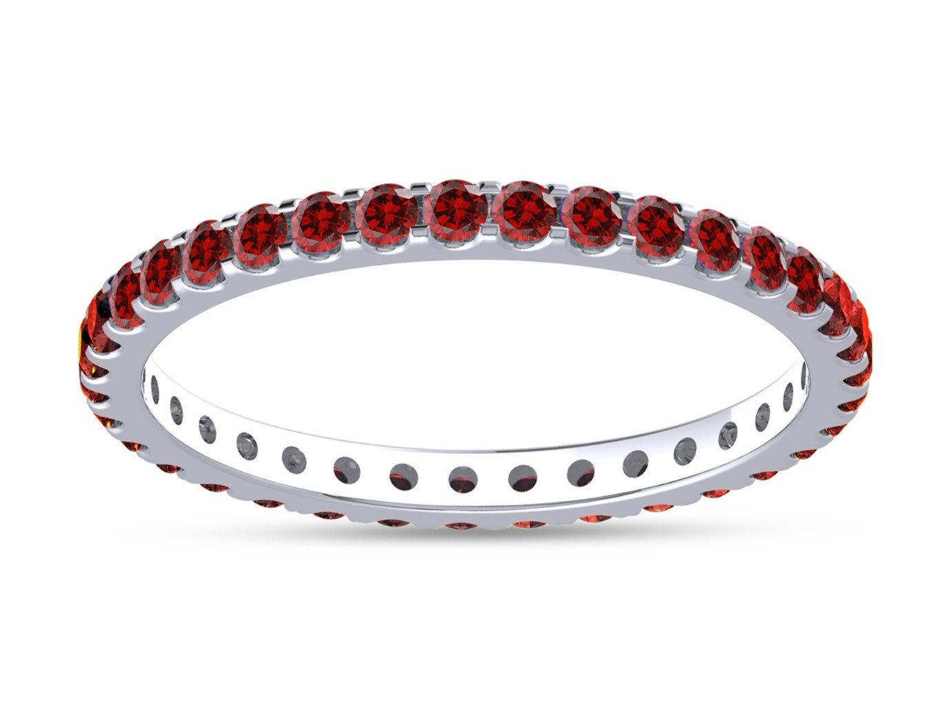 Sterling Silver Birthstone Ring Womens Thin Eternity Band CZ Birth Stone