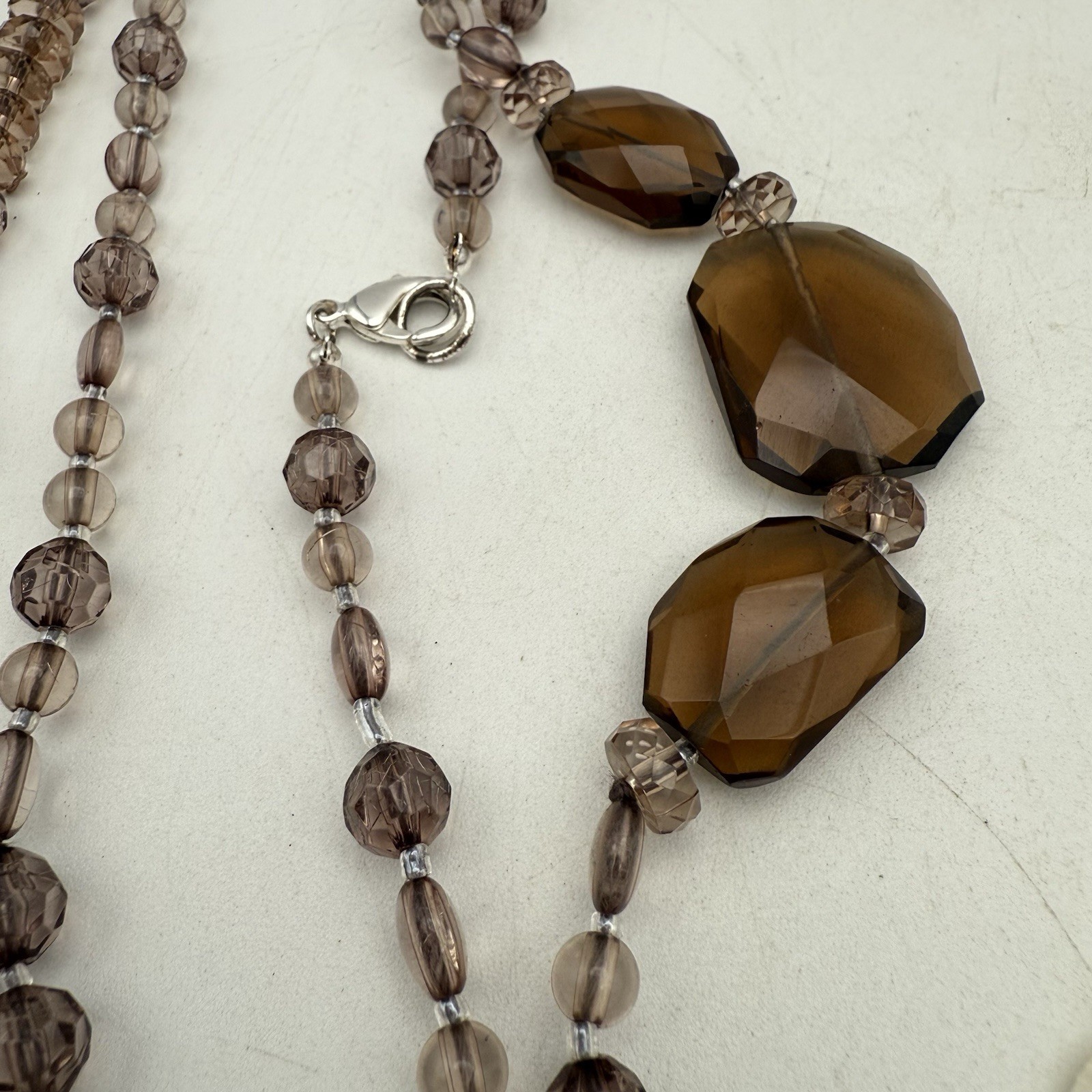 Lot Of 3 Faux Pearl Cloisonné Rice Pearl Smoky Quartz Necklaces Varied Sizes