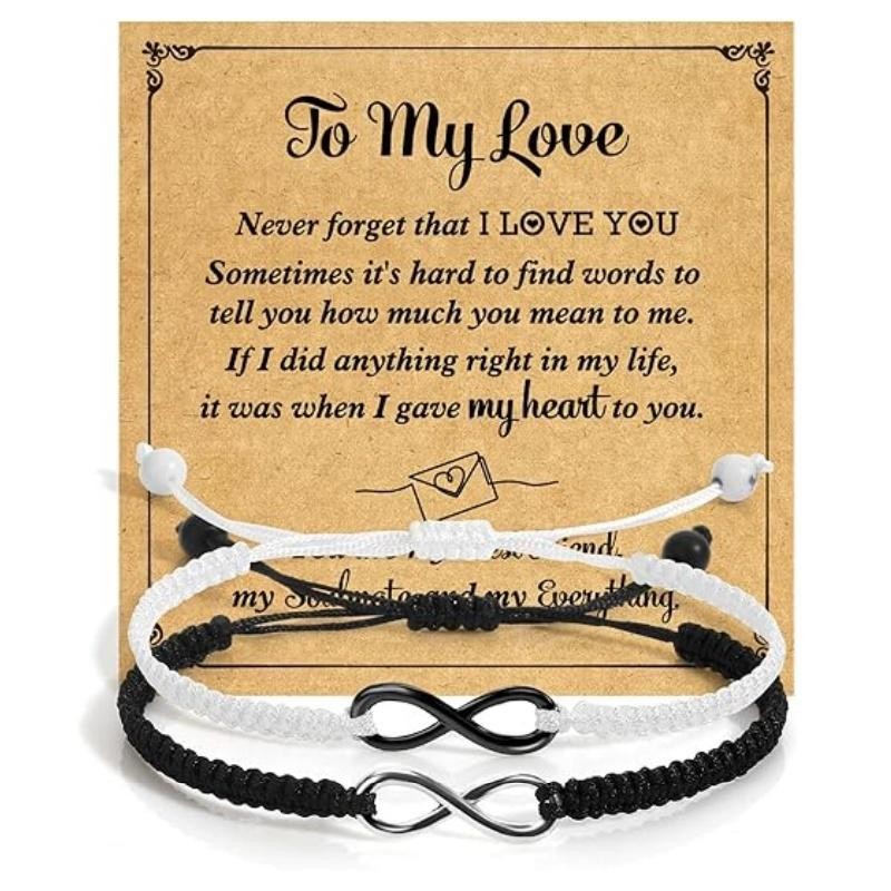 Boyfriend Girlfriend Gifts, 2 Set Stainless Steel 8 Infinity Couple Bracelet
