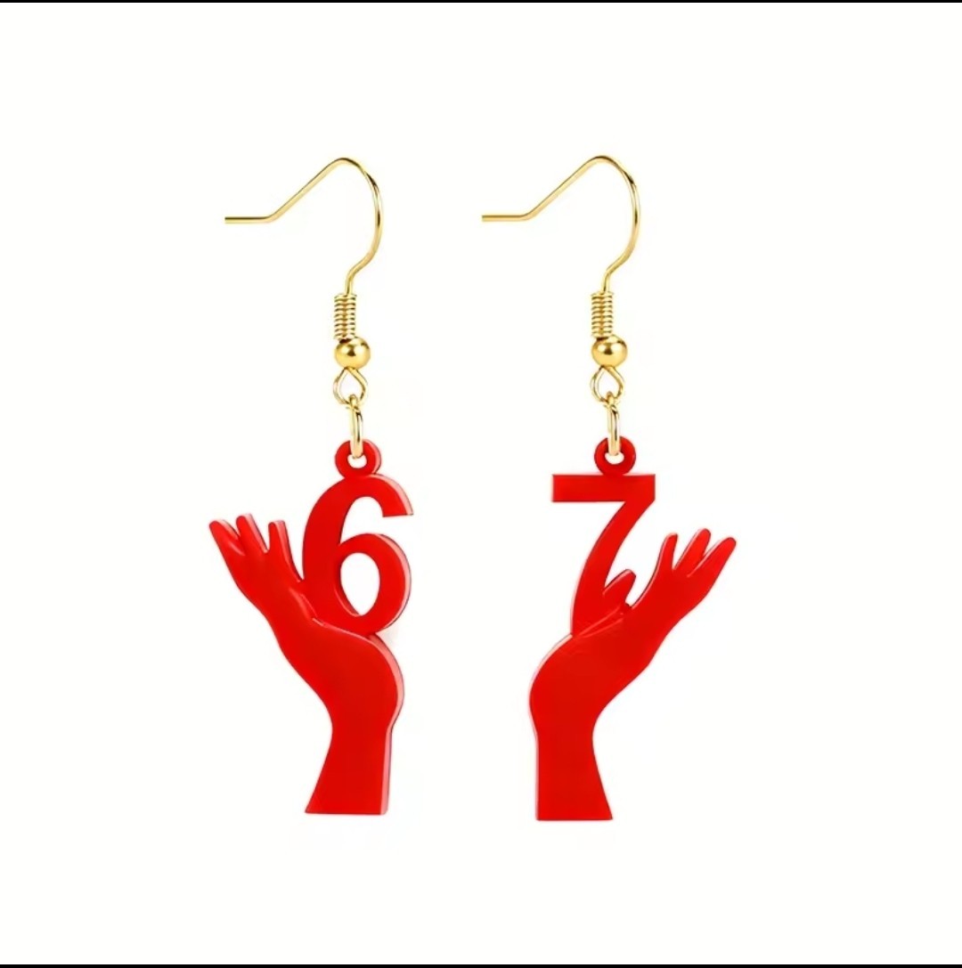 Six Seven Earrings – Funny 6 7 Fashion Jewelry – Flat Acrylic Earrings RE