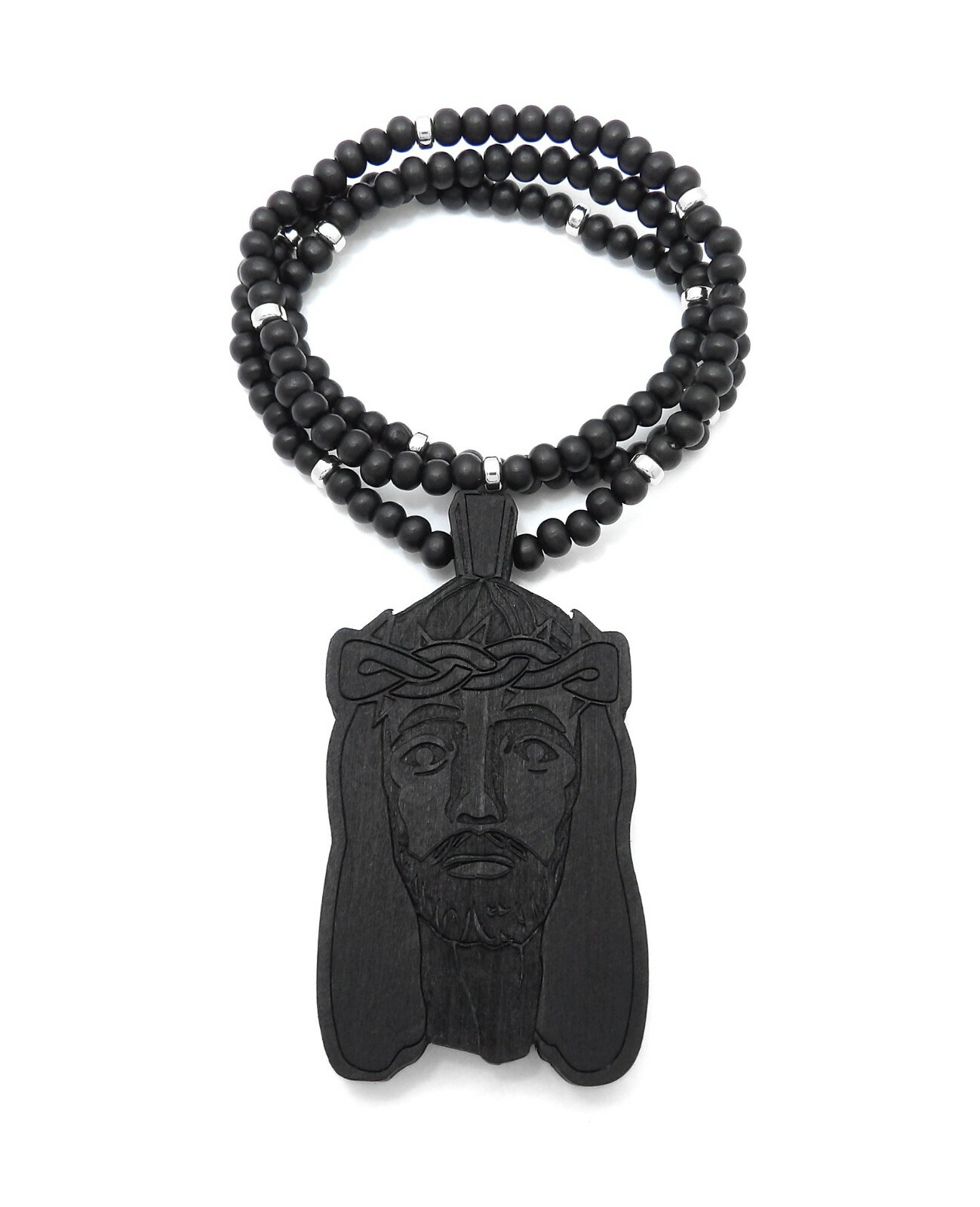 Good Quality Wood Jesus Face Pendant 6mm/26″ Wooden Chain Necklace WRC14