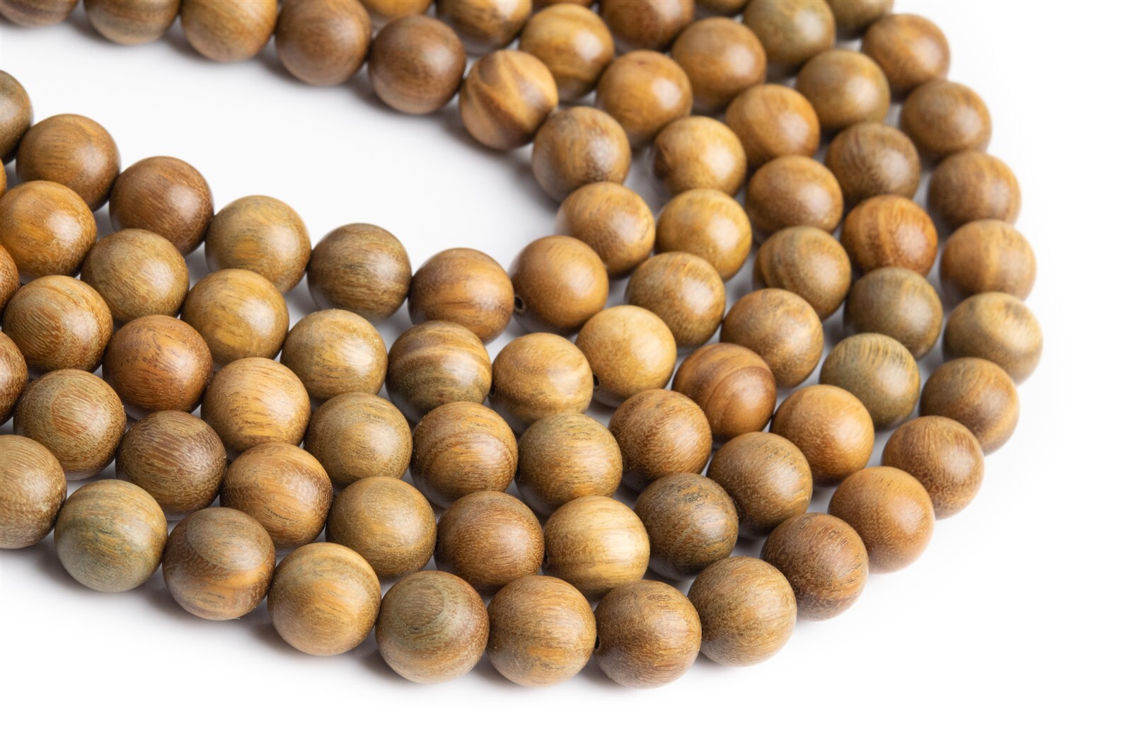 10MM 108 Pcs Fragrant Green Sandalwood Mala Beads Natural Wood Round Beads 43″