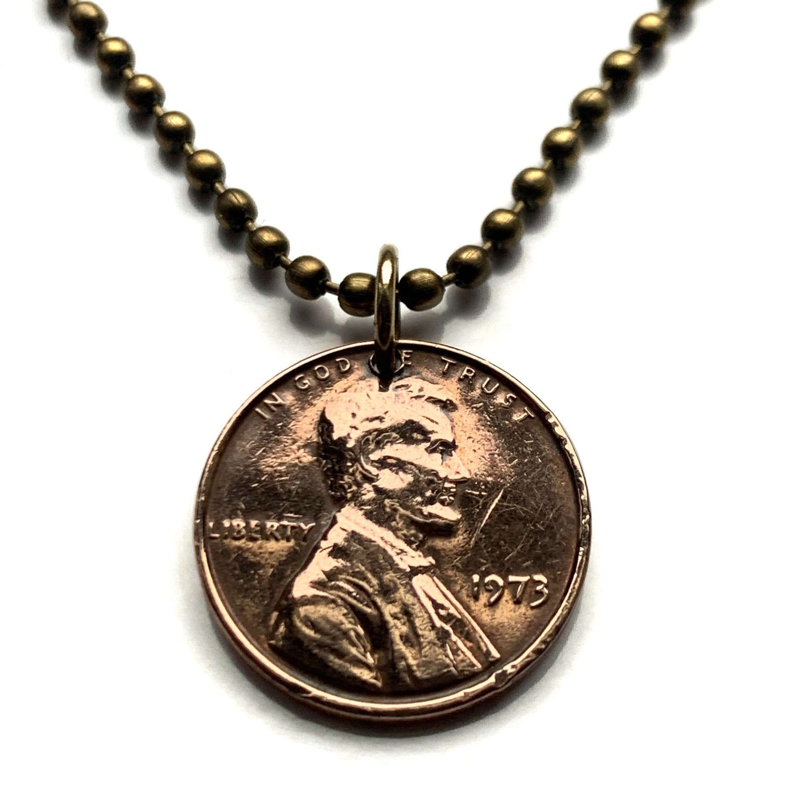 1973 US Penny coin pendant Abraham Lincoln Kentucky Gettysburg Washington 003934