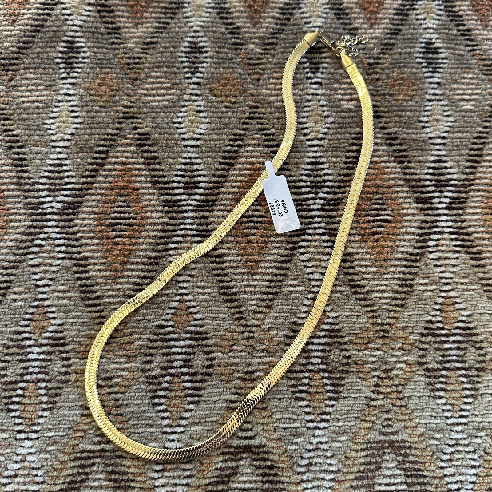 PalmBeach Jewelry Gold Ion-Plated Stainless Steel Herringbone Chain Necklace 20”