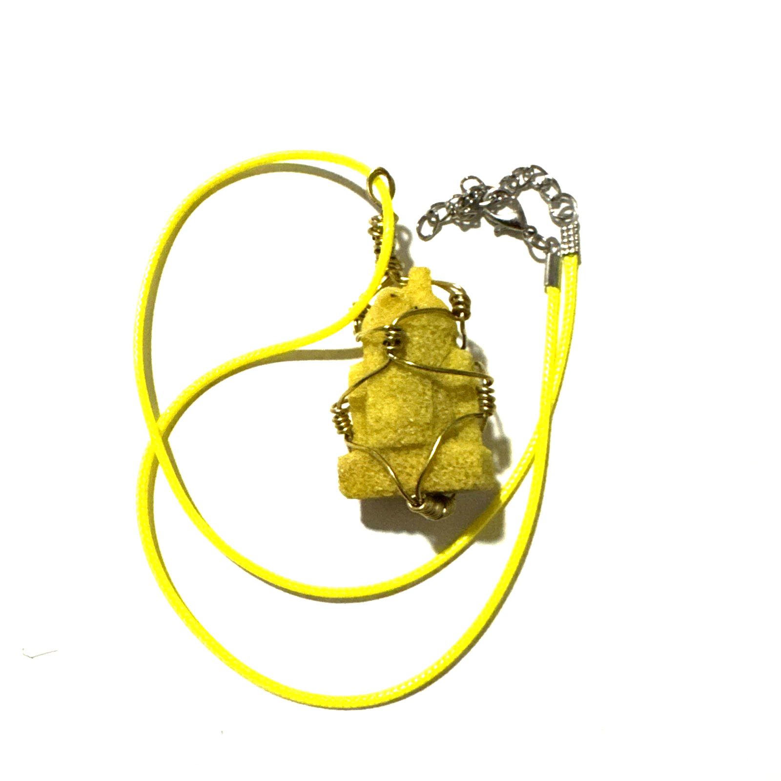 Yellow Star Wars R2D2 Necklace Jewelry Yellow 20″ Cord Genuine Stone Handmade