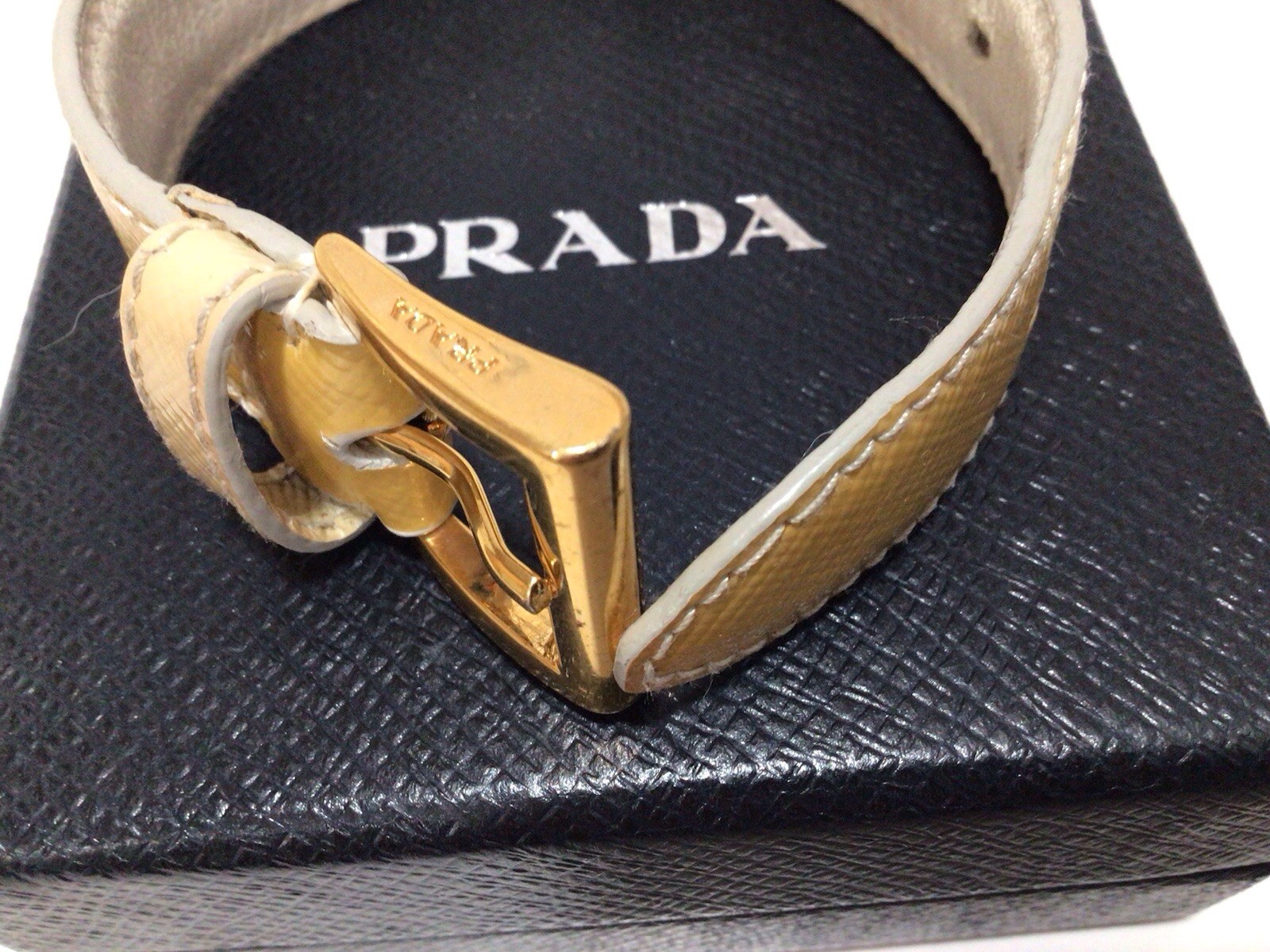 PRADA SAFFIANO LEATHER / GOLD SPIKE Ladies BRACELET – Prada Box