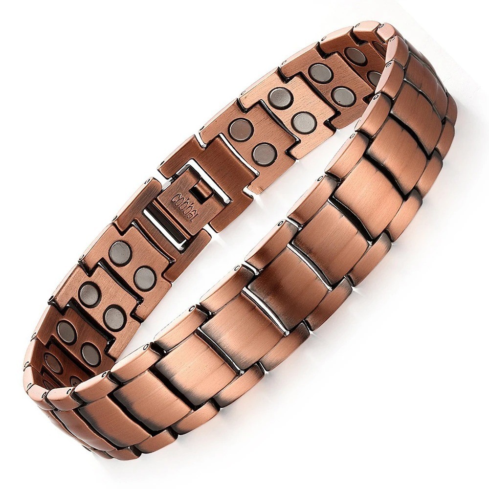 GMOX Men’s Copper Bracelet,3X Strength 99.99% Copper Magnetic Adjustable Length