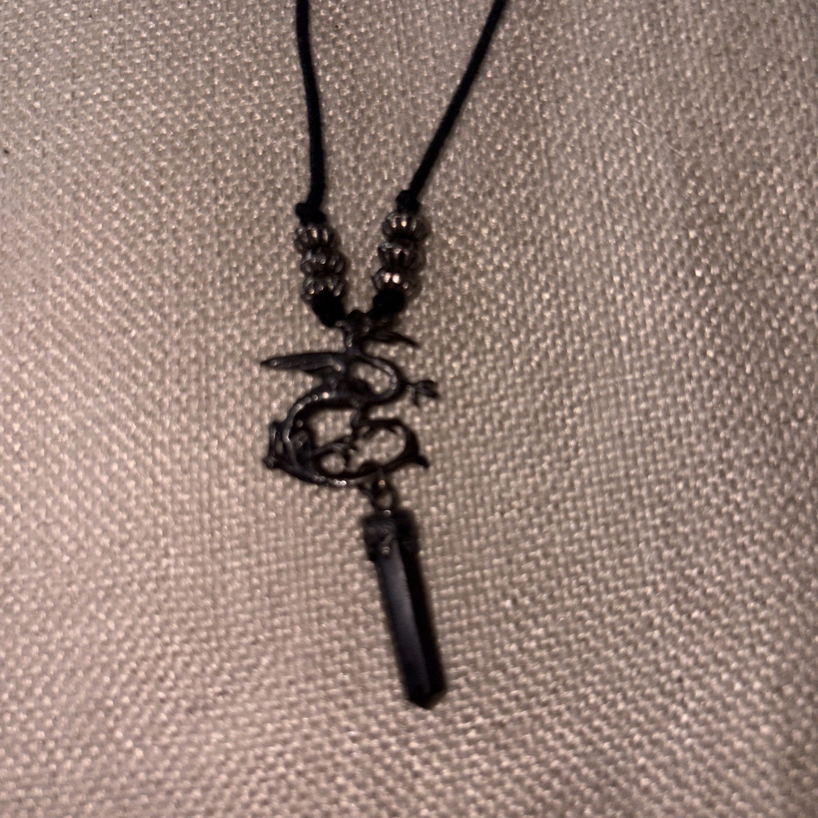 Gothic Dragon Necklace With Black Hemolight Stone
