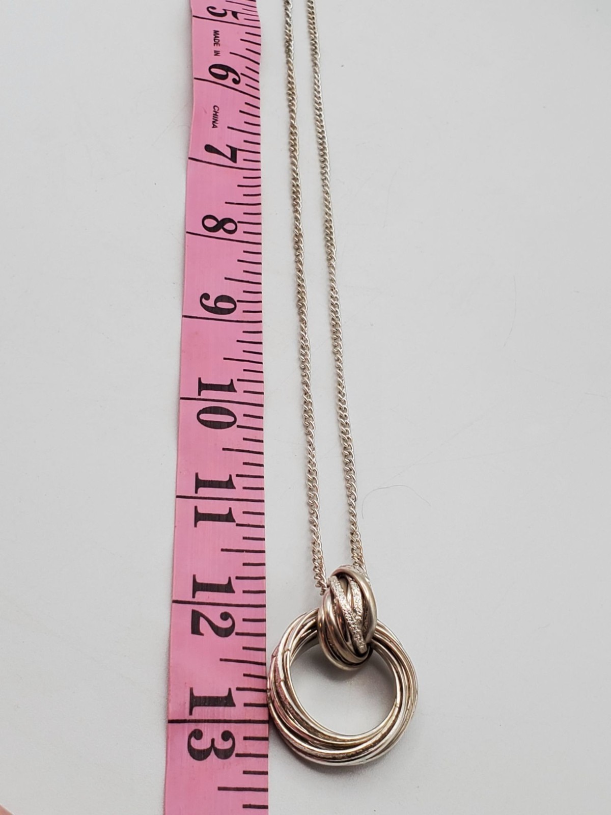 Silver-Tone Layered Circle Pendant Necklace With 24-Inch Chain