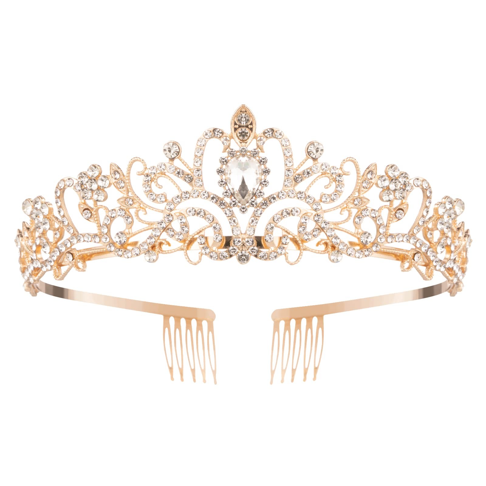 Gold Crystal Crowns Tiara for Women, Girls Elegant 1Pcs, Crown 1PCS