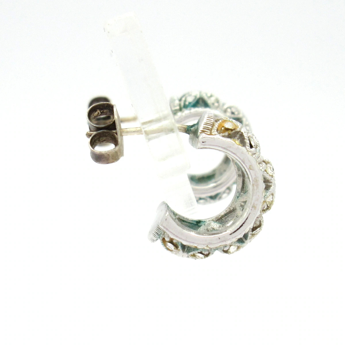 FOXEY Silver Clear Hardware Rhinestones Earrings