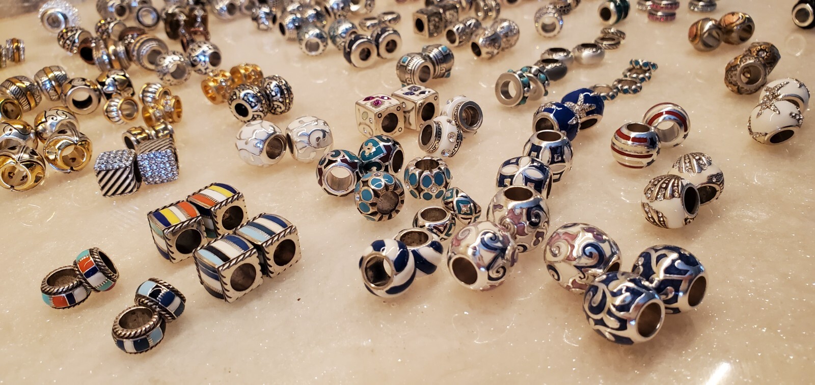 HUGE LOT Brighton Beads SOLD BY EACH Silver Tone Stoppers Heroes Metallics Rare