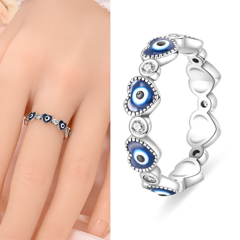 KUNSIR 925 Sterling Silver Evil Eye Rings For Women – Elegant Rings 5A CZ Dainty