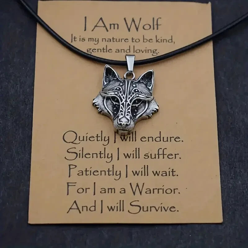 I Am Wolf Head Silver Plated Pendant Necklace Men Women Vintage Gift Fashion New