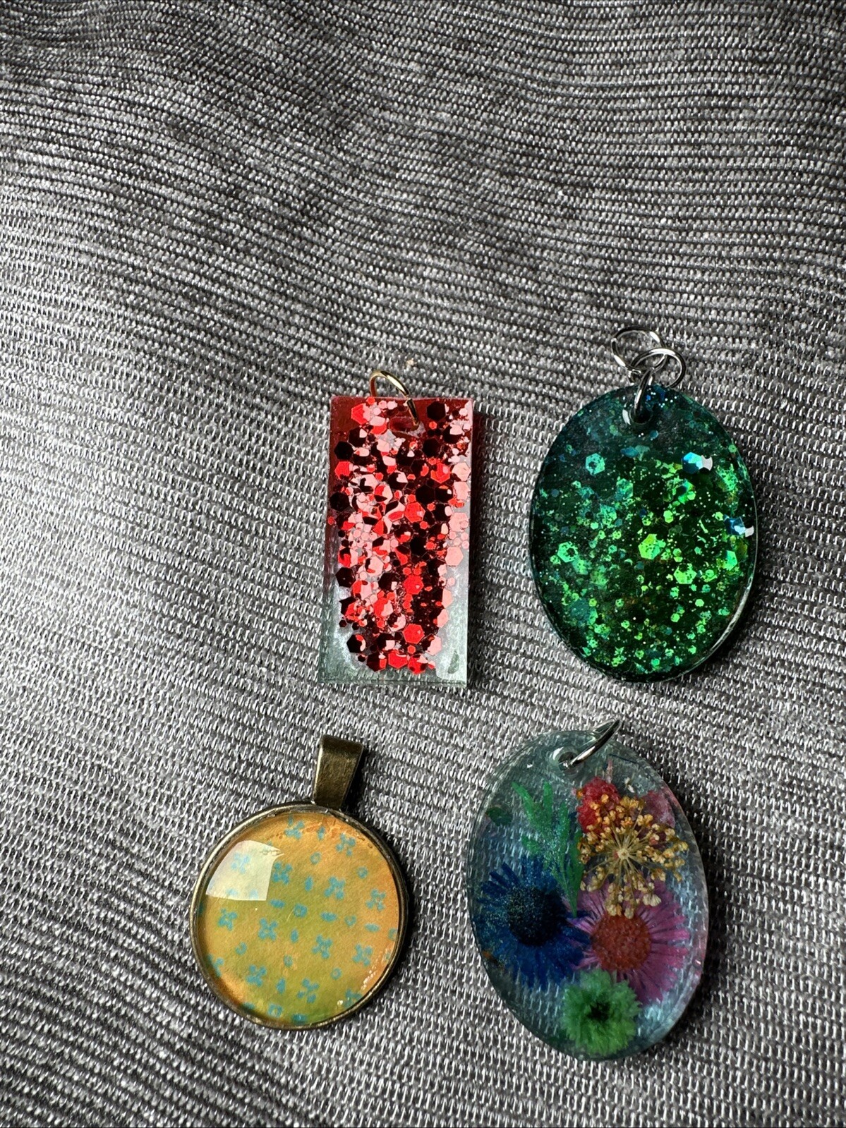 4 Pendant Necklaces New Assorted Glass Resin Mixed Media Handmade 5403 W