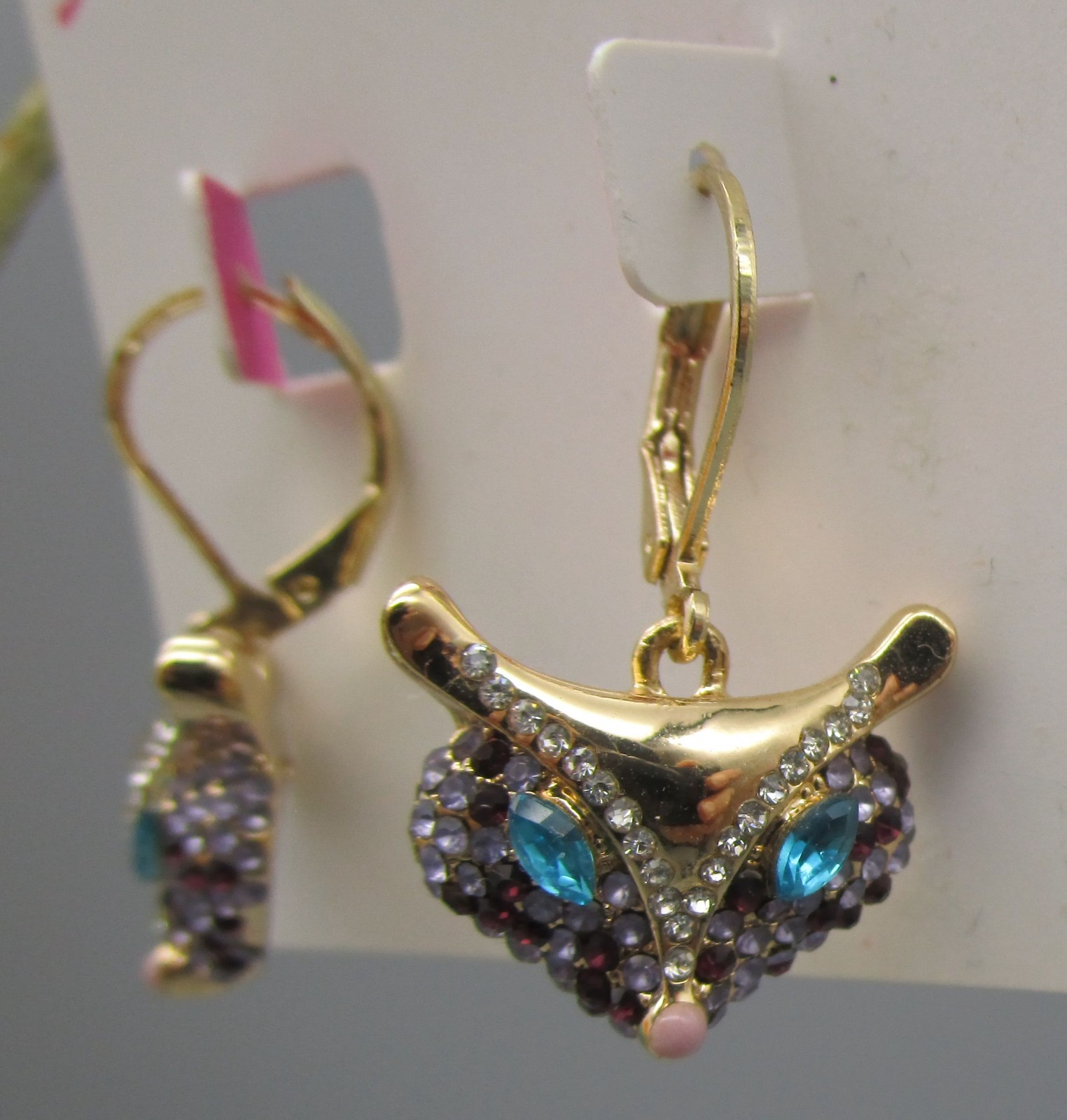 BETSEY JOHNSON~NWT Beaded FOX Dangle Pierced Earrings B15374