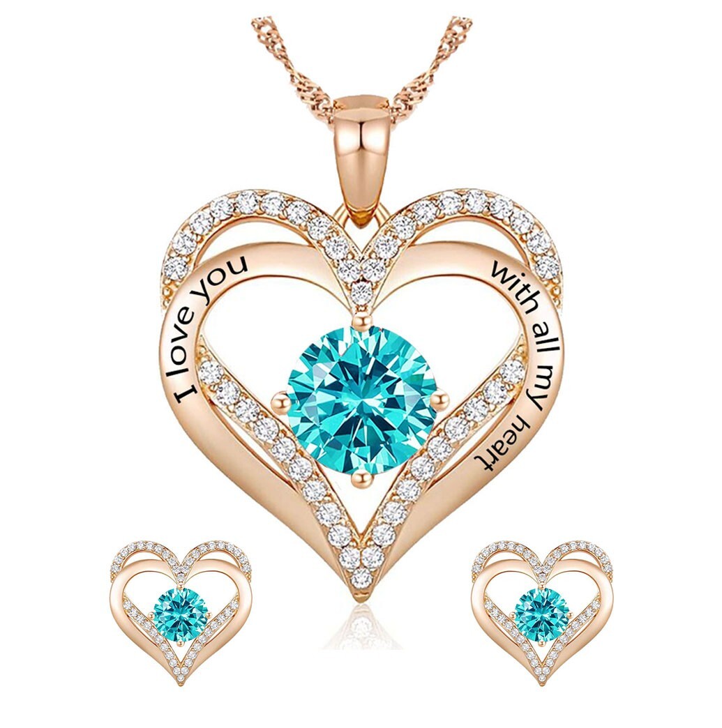 925 Silver Birthstone Necklace/Gift for Wife /Gift for Girlfriend –Free Earrings