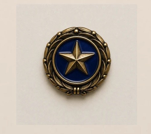 Texas Lone Star Antique Gold Medallion Lapel Pin | Cloisonne Hard Enamel