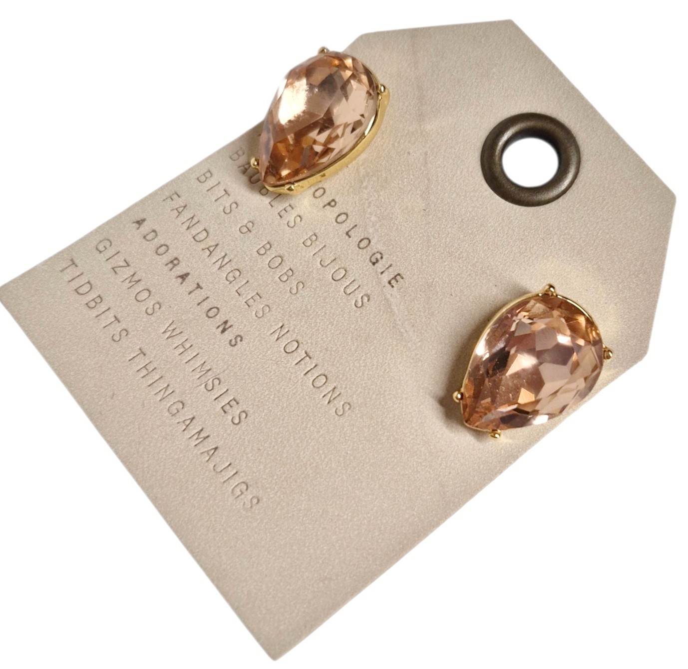 Anthropologie Colorful Stone Drop Earring Light Beige Brown Cubic Zirconia New