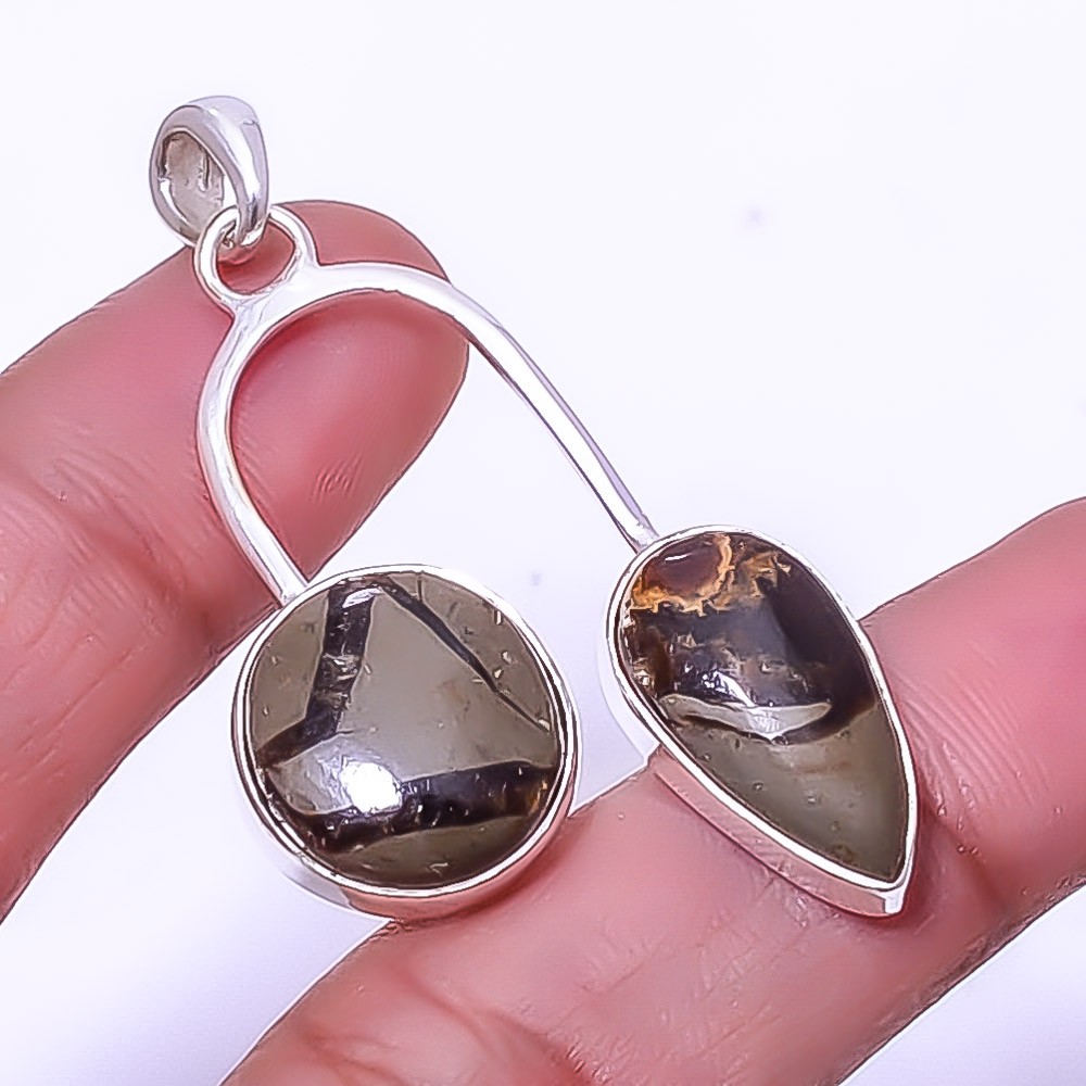 Septerian Stone Gemstone 925 Sterling Silver Handmade Pendant 1.95″ A311