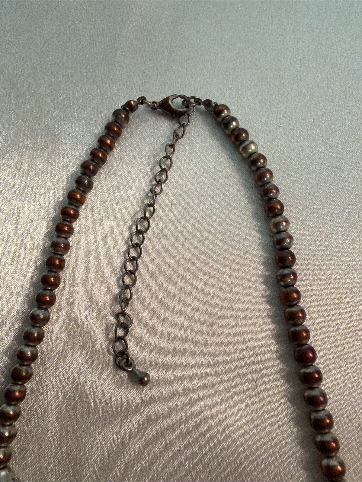 Retro Hammered Medallion And Beaded Necklace. 16 Inches Long Adjustable.