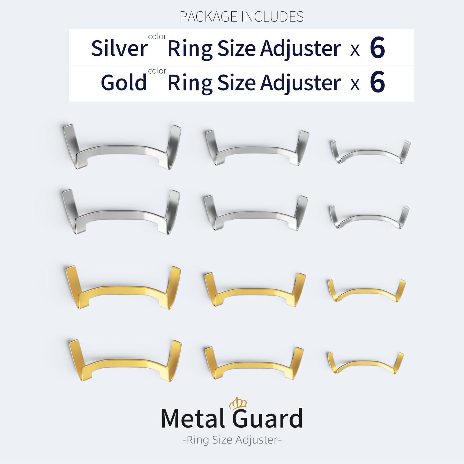 12 Pack Filled Metal Ring Guard,Invisible Ring Size Adjuster Set