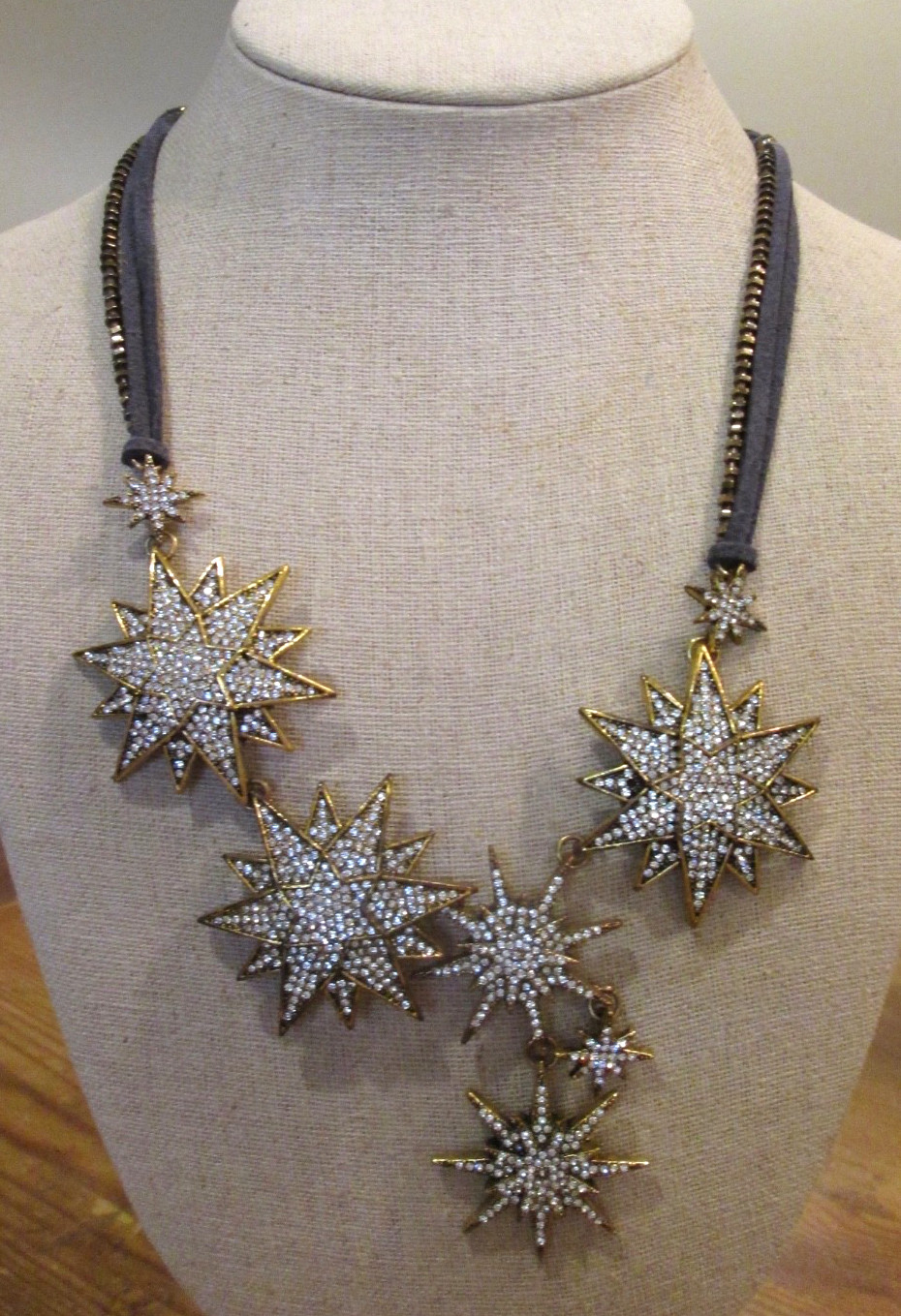 Statement Necklace multiple sparkling rhinestone stars
