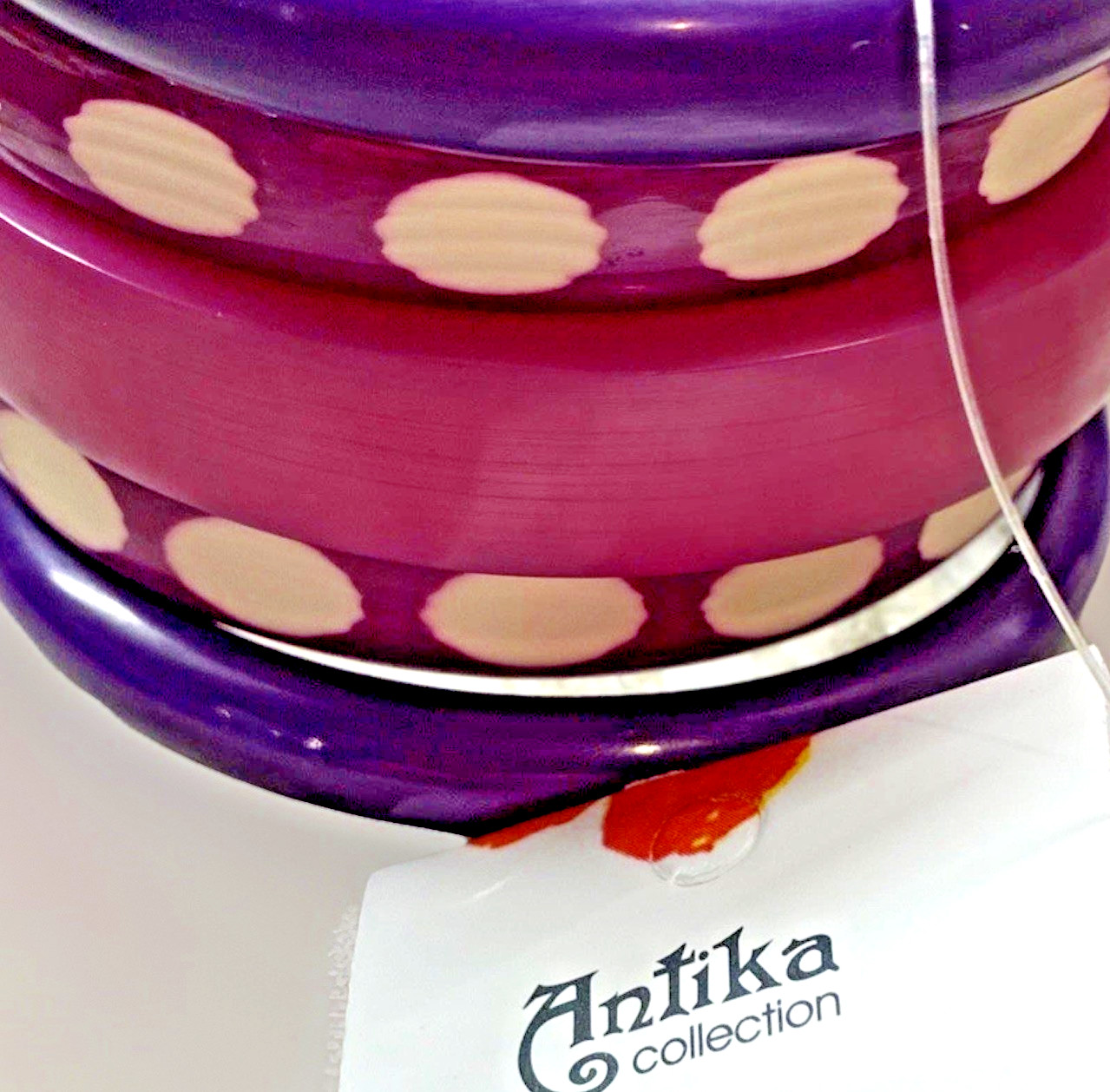Antika Collection Purple Bangle Bracelets Set of 5 Acrylic 9.5” India New Sealed