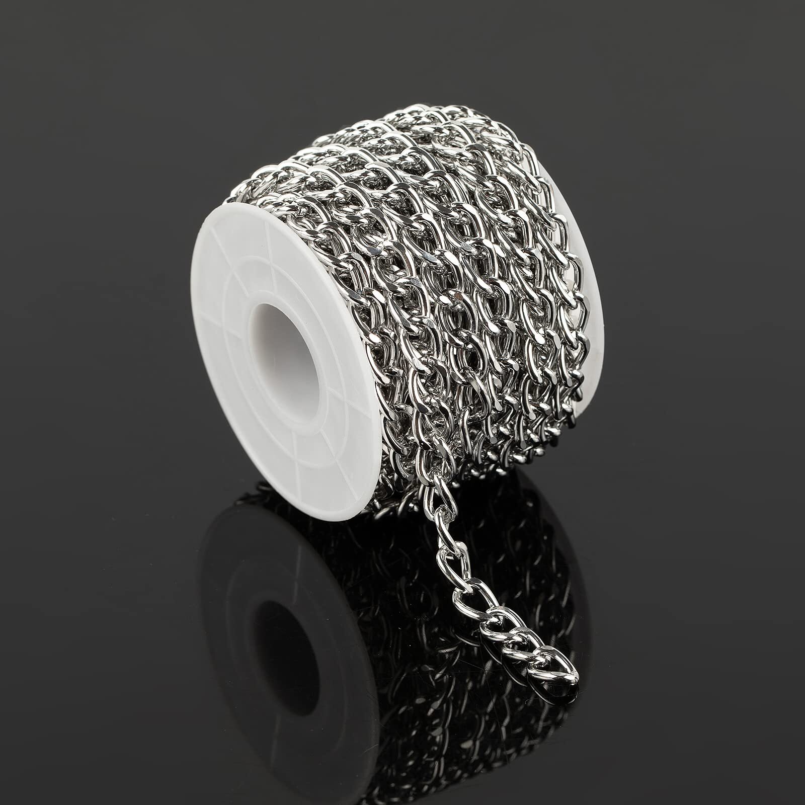 16.4 Feet Twisted Curb Chain Links Silver Plated Aluminum Bracelet Necklace C…