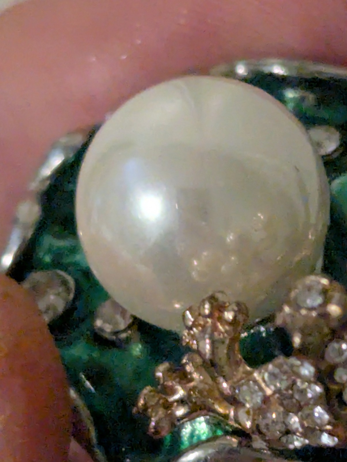 A Frog Ring With A Fake Pearl! It Is Green Yes, Yes Indeed. At least Has In It