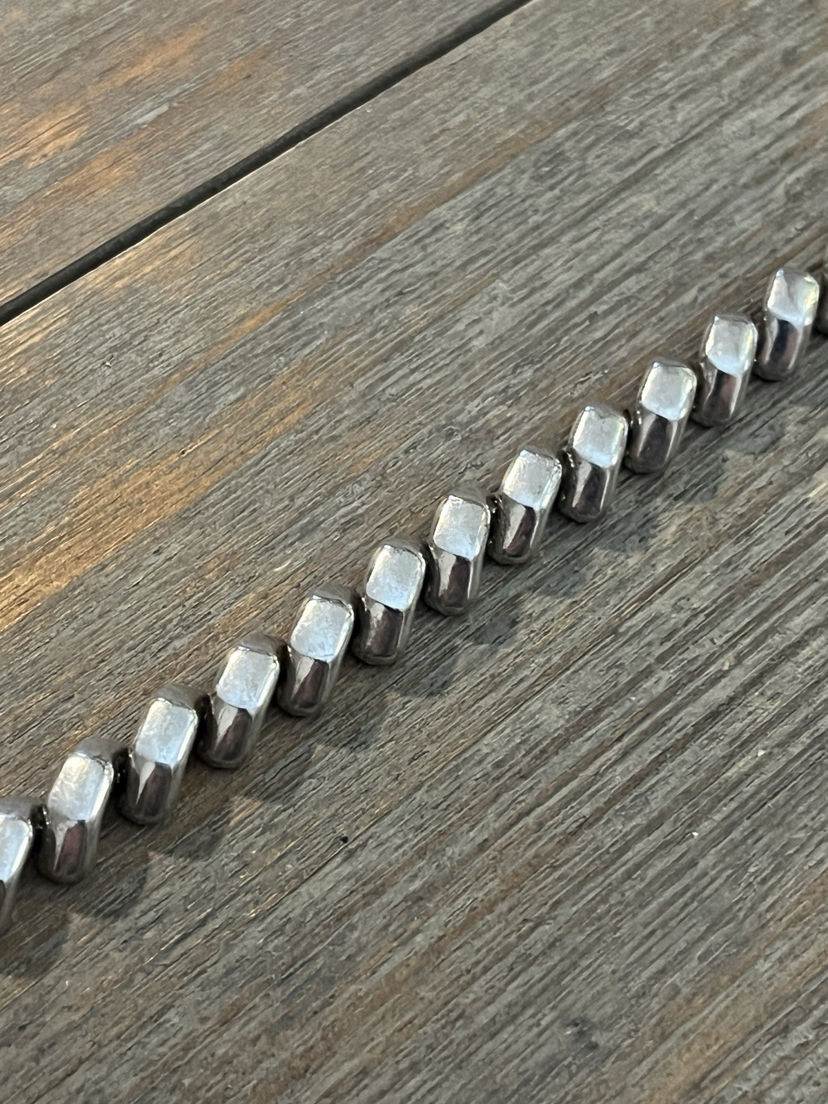 925 Sterling Silver Macaroni Link Bracelet Made In Italy 7.25 inches
