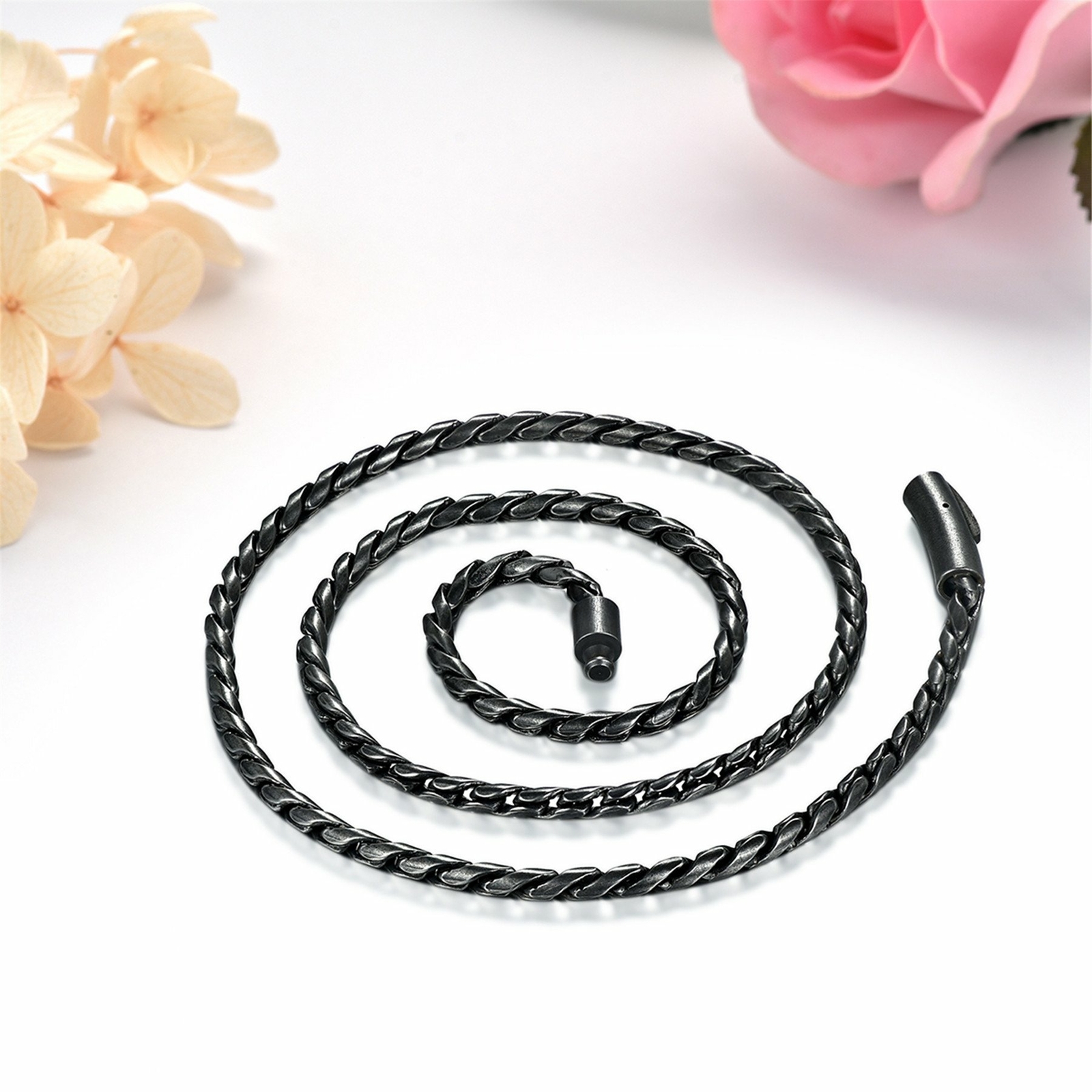 Stainless Steel Chain Necklace Twist Rope Link Men’s Biker Jewelry 5mm 6mm