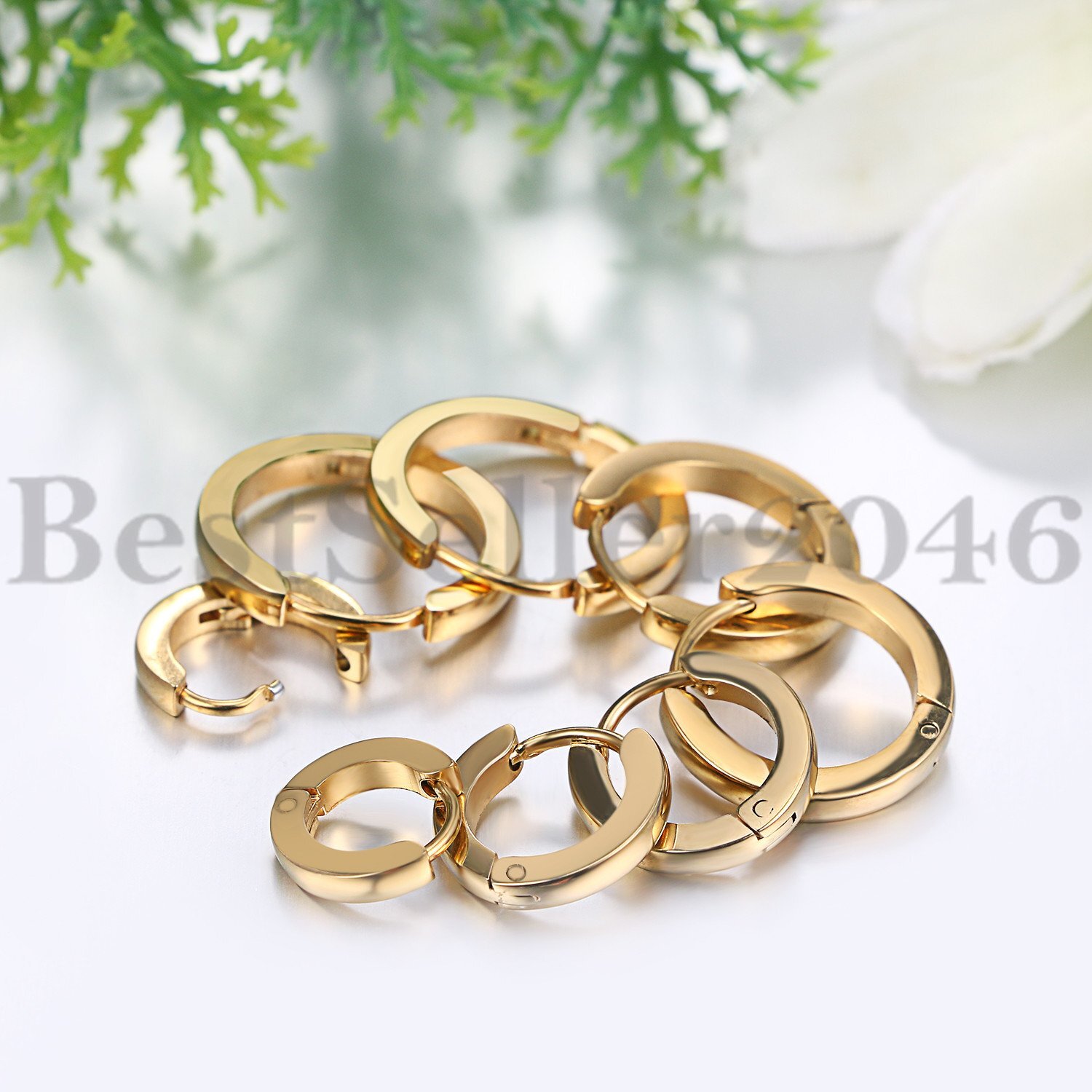 4 Pairs Stainless Steel Small Hinged Huggie Hoop Ear Earrings 7-14mm Women Men