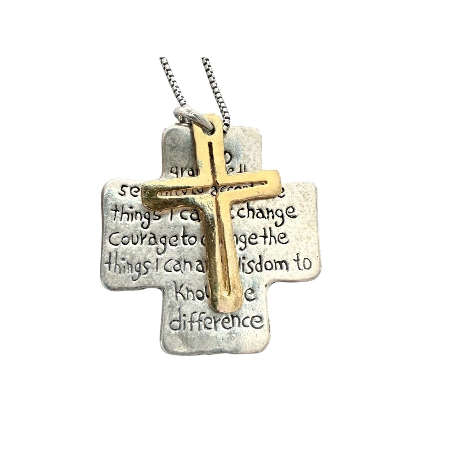 Didae 925 Sterling Silver Serenity Pray Cross Pendant Necklace