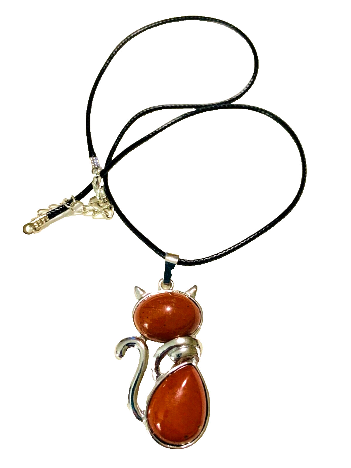 NEW Sacral Chakra Polished Red / Rust Sardonyx ? Stone Cat Pendant Necklace