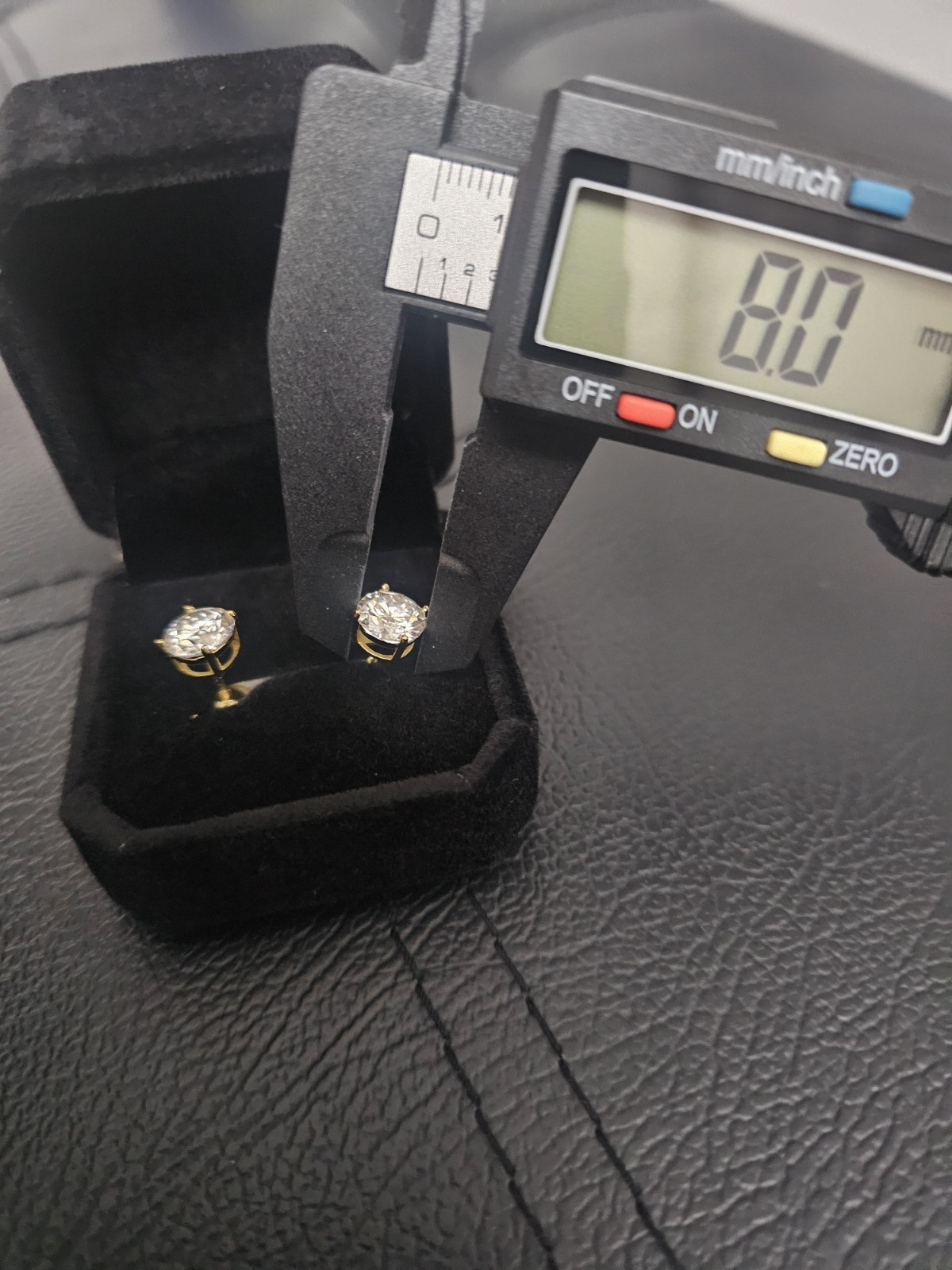 8mm gold plated sterling-4carat MOISSANITE Stud Earrings-passes diamond tester