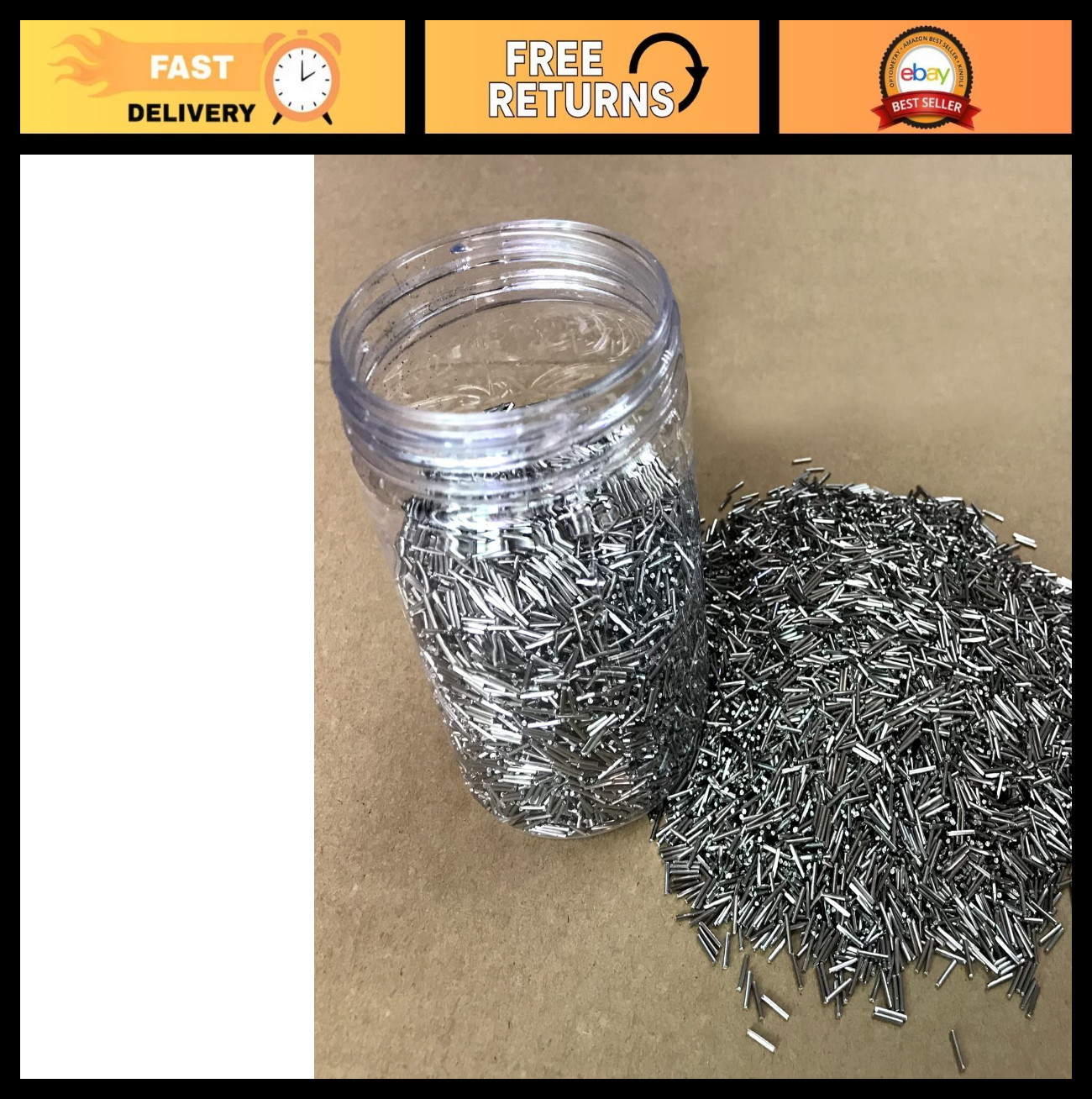 2.5 lb Stainless Steel Tumbling Media Pins – 0.039″ Diameter, 0.255″ Length, Pol
