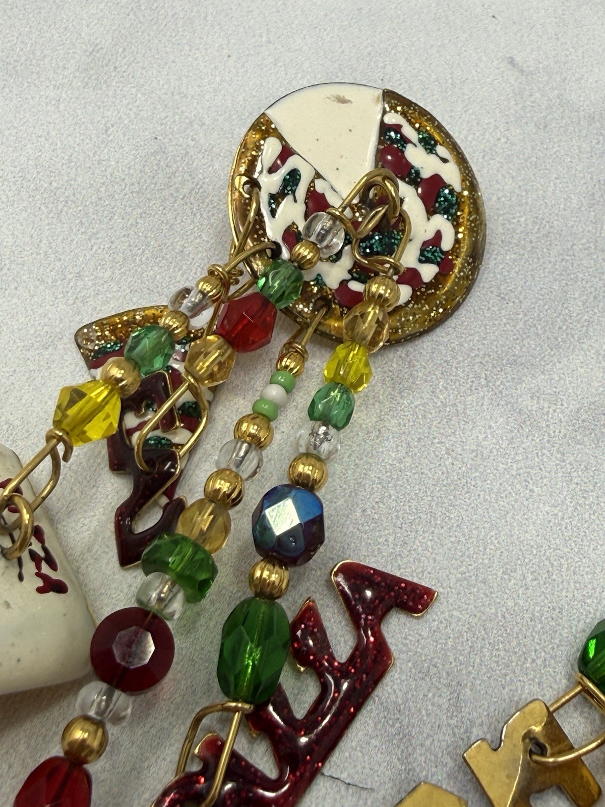 Lunch At The Ritz Eat Pizza Hand Signed 99 Designer Statement Earrings Enamel