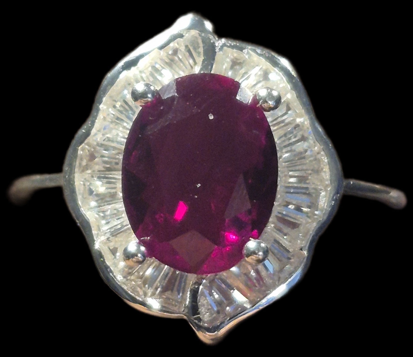 925 Stamped Sterling Silver Oval Cut Red Ruby Ring Size 7