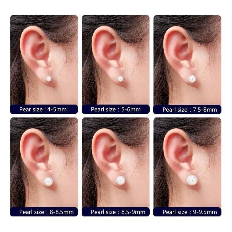 Sea Shell Akoya Gray Color 10mm Pearl Stud Earrings 925 Silver 14k Gold-Plated