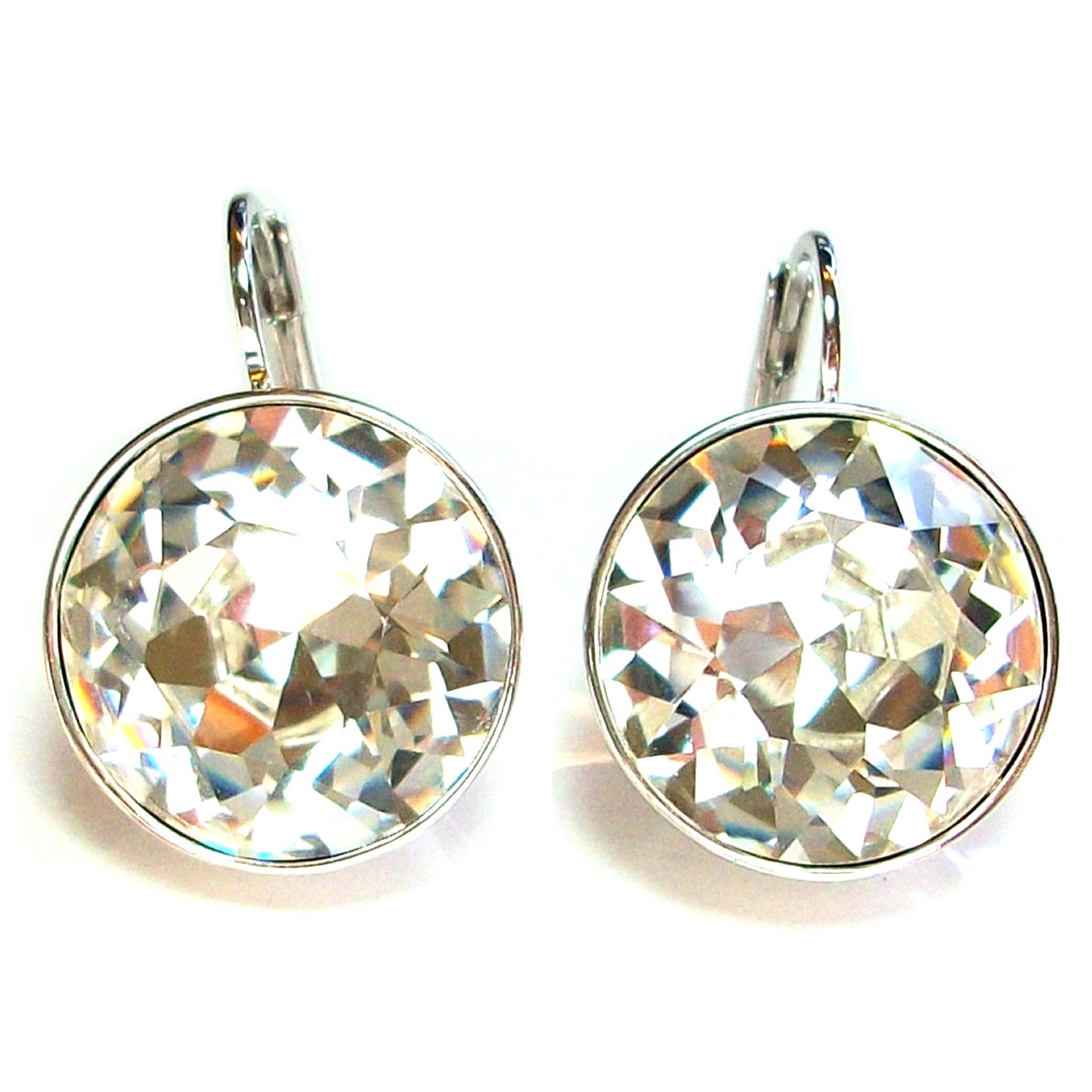 Large Round Bella Women Clear Crystal Earrings Made with SWAROVSKI® Crystals