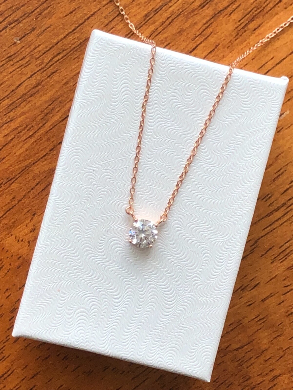 925 Sterling Silver Small Cz Solitaire Pendant Necklace Round 5.8mm 17.25″