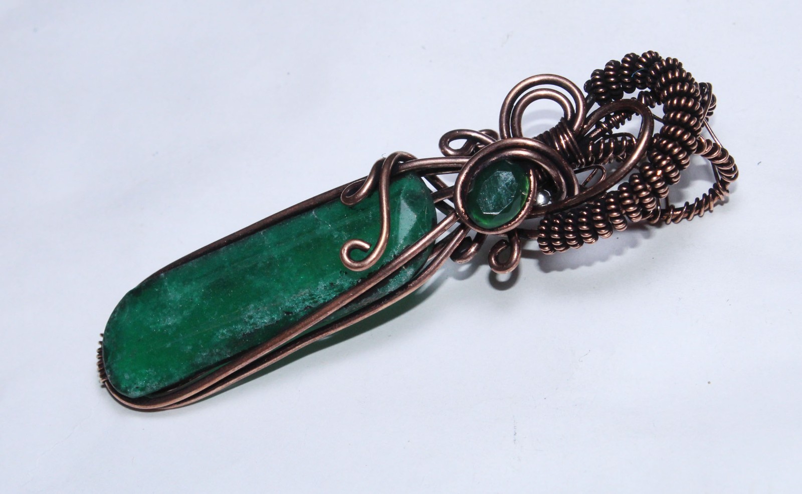 Wire Warp Copper Green Onyx Green Onyx Gemstone Pendant Jewelry Pendant Size 3
